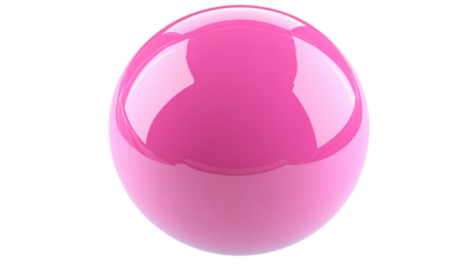 Glossy pink sphere rotating on transparent background