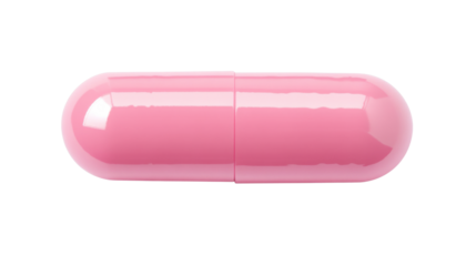 Pink pill capsule isolated on transparent background representing healthcare and medicine