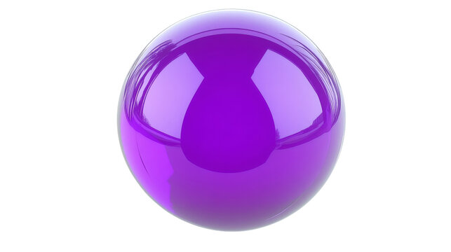 Glossy purple sphere rotating on transparent background