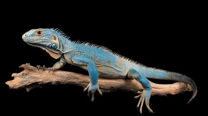 Obraz premium Blue Iguana Lizard Posing On Wood