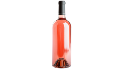 Elegant rose wine bottle on transparent background