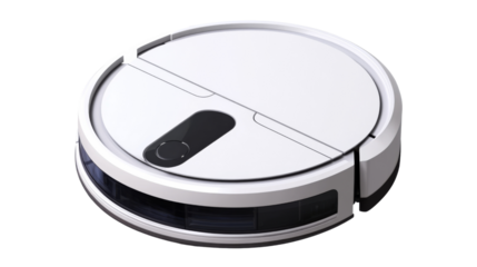 Modern robotic vacuum cleaner on transparent background