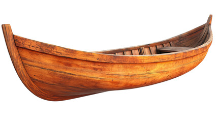 Rustic wooden boat on transparent background