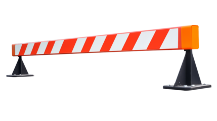 Red and white traffic barrier with transparent background