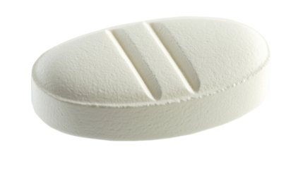 White oval pill on transparent background