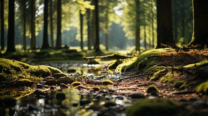 Abstract background featuring a serene forest landscape.