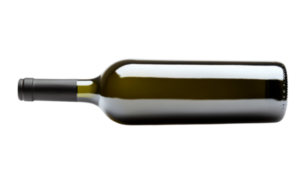 Wine bottle lying down on transparent background