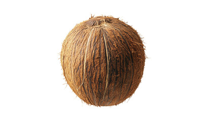 Whole coconut rotating on transparent background