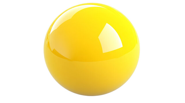 Glossy yellow sphere on transparent background