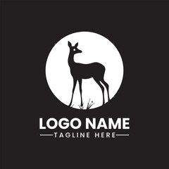 Deer logo vector illustration icons wild deer outdoor brand label. Elk antlers sign. Wildlife stag symbol. Vector illustration