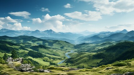 Abstract background featuring a serene mountain landscape.
