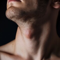 Obraz premium Close-Up Portrait of Man with Beard Against Dark Background