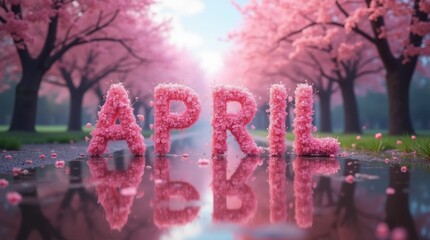 Fototapeta premium Holographic April Text Effect