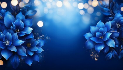 elegant royal blue flower border bokeh photography floral frame blue flower background luxury floral design premium blue blooms