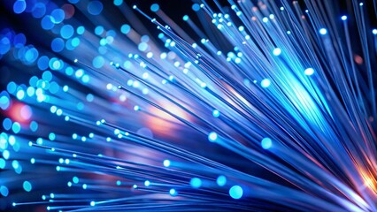 advanced technology concept with radiant blue fiber optics and bokeh effects 