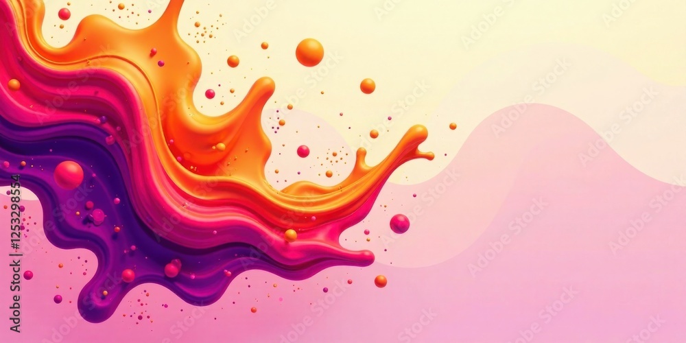 Poster Abstract Colorful Liquid Splash Design with Vibrant Hues and Dynamic Flowing Forms