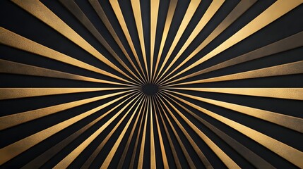 Fototapeta premium Radiant Golden Sunburst Pattern Against Sleek Dark Background