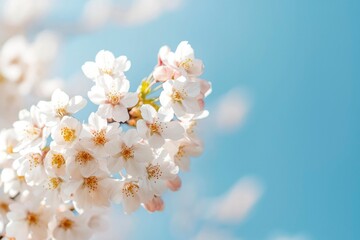 Blossoming Cherry Trees Against Azure Sky