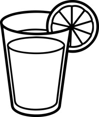 Line Art Illustration of a Glass with Lemon Juice for Coloring Book – Digital Drawing