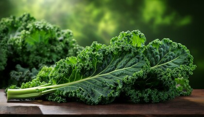 fresh green kale leaves with vibrant texture and rich color