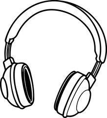 Line Art Illustration of Headphones for Coloring Book – Digital Drawing