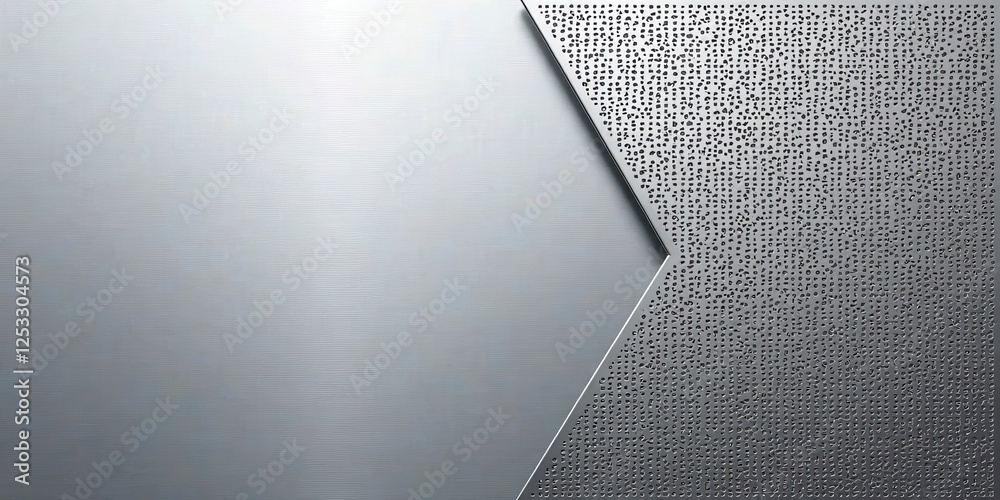 Poster abstract metallic design with perforated panel and brushed metal background