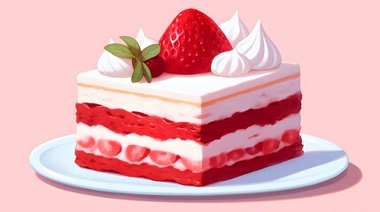 Mouthwatering Close-up of Decadent Red Velvet Cake Slice with Creamy Frosting