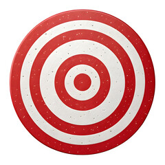 Red and white bullseye target isolated on a transparent background.