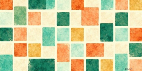 Abstract Retro Tile Pattern Earthy Tones and Textured Squares for Design Projects