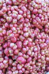 Fresh Red Shallots Piled Togethe