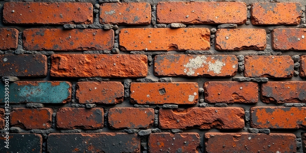 Aufkleber A Detailed Texture of Weathered and Distressed Brickwork Showing Variations in Color and Mortar