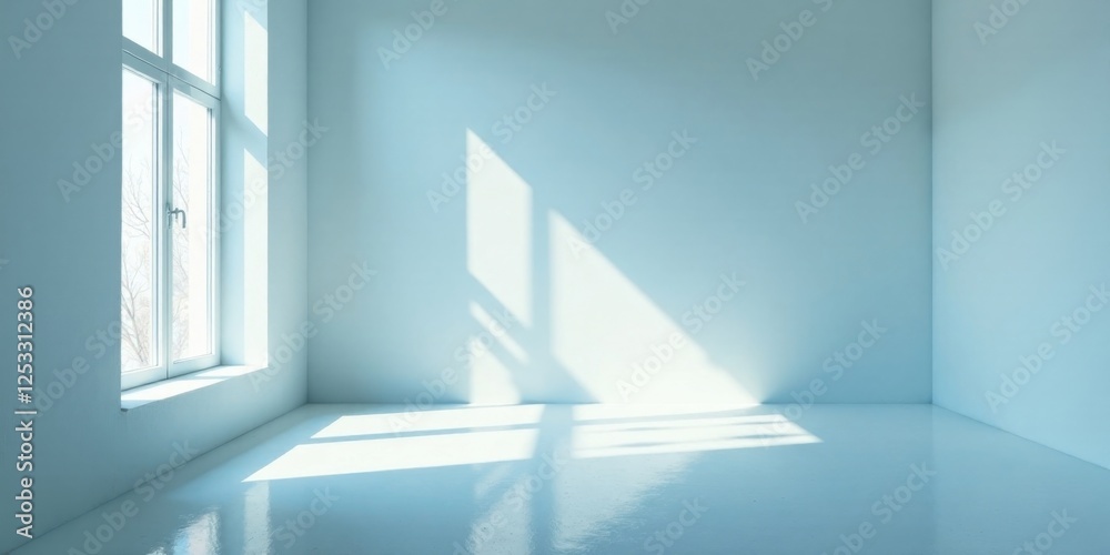 Aufkleber serene empty room with sunlight streaming through a window, illuminating a gleaming floor