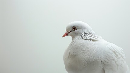 Fototapeta premium A beautiful white dove with a soft, feathery body and a gentle expression in its eyes.