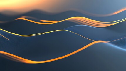 Abstract Waves Flowing Gently Under Warm Sunset Light. AI Generated