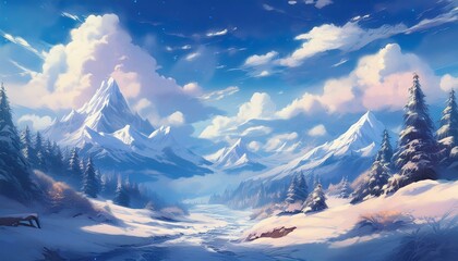 Obraz premium winter landscape with mountains