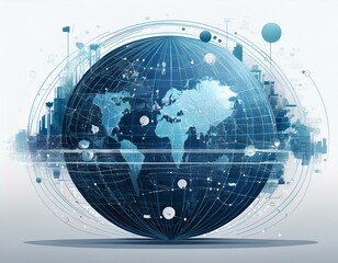 Fototapeta premium image of a digital world of opportunities in a white background