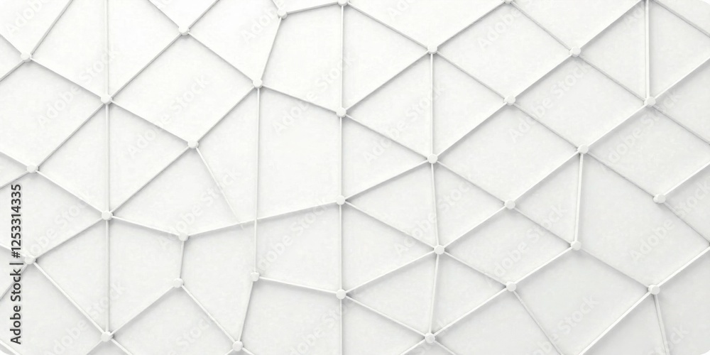 Aufkleber Abstract White Geometric Network Pattern Interconnected Nodes and Lines Forming a Complex Structure