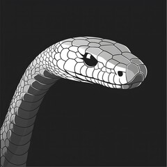 Dramatic Cobra Snake Decal Wildlife Reptile Design Vector Art Black White Sticker Illustration Detailed Serpent Style Modern Wall Vehicle Graphics