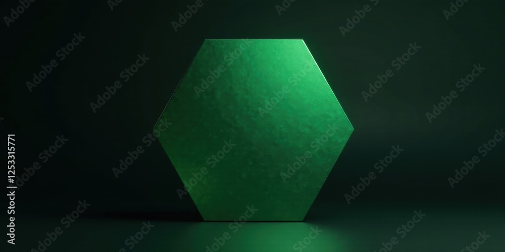 Poster Emerald Hexagon on Dark Background A Minimalist Abstract Shape for Design Inspiration