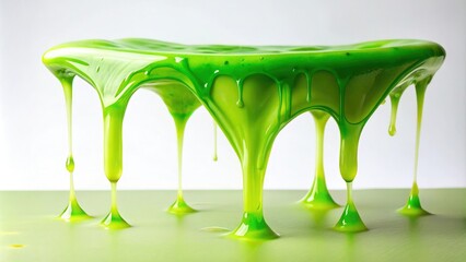 Isolated Drip of Slime on White Background, liquid effects, isolated object, science experiment, slime texture