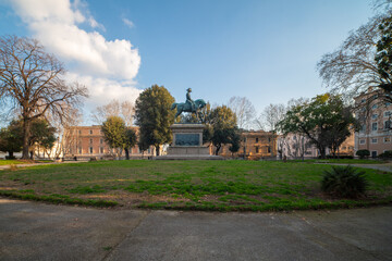 Bronze statue of King Carlo Alberto di Savoia within the Quirinale Gardens in Rome
