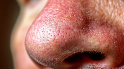 Fototapeta premium Close-up of Human Nose with Visible Pores and Texture Details