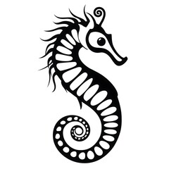 Fototapeta premium Marine Seahorse Ocean Wall Decal Vector Illustration Black Sea Animal Design Nautical Wildlife Sticker Modern Art Aquatic Nature Decoration
