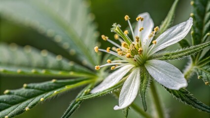 Macro shot of CBD pistils with natural light, buds, marijuana, plant detail