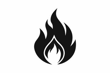 Fire Silhouette Vector Icon - Flame Black Symbol, Fire icon logo collection.