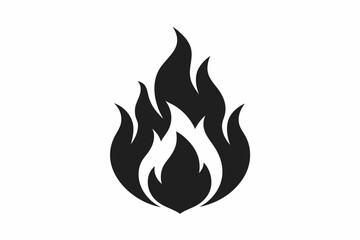 Fire Silhouette Vector Icon - Flame Black Symbol, Fire icon logo collection.