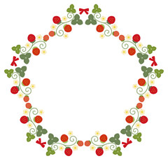 赤い苺の円フレーム8