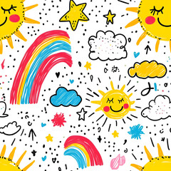 seamless pattern with rainbow
