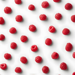 Vibrant Red Raspberries Artfully Arranged on a White Background