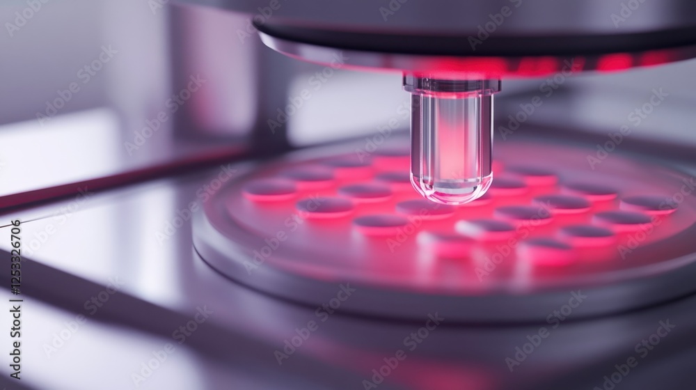 Poster close up of modern laboratory equipment with a focus on precision technology. the setup highlights t